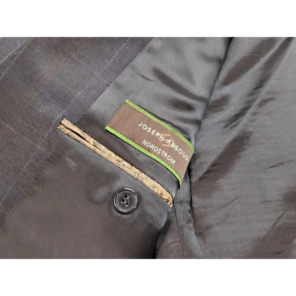 Joseph Abboud Blazer Mens 44R Grey Silk‎ Wool Windowpane Sport Coat Nordstrom